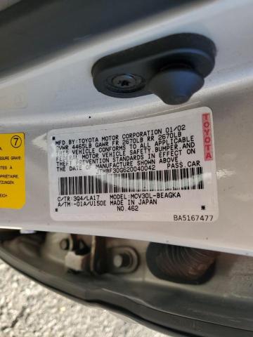 JTHBF30G620040042 - 2002 LEXUS ES 300 SILVER photo 12