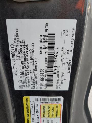 1FA6P8TH4F5325712 - 2015 FORD MUSTANG GRAY photo 12