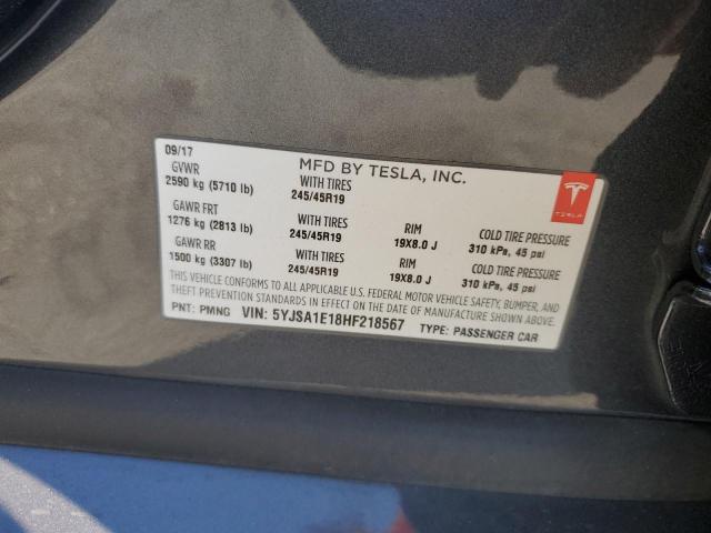 5YJSA1E18HF218567 - 2017 TESLA MODEL S 石墨色 照片 12