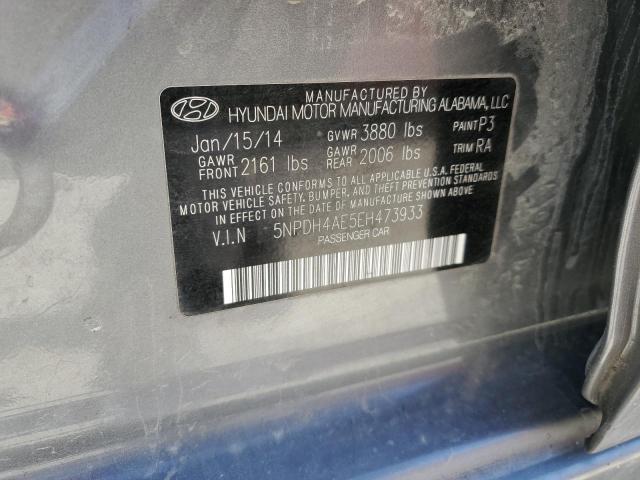 5NPDH4AE5EH473933 - 2014 HYUNDAI ELANTRA SE GRAY photo 12