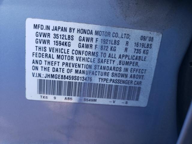 JHMGE88459S013476 - 2009 HONDA FIT SPORT BLUE photo 13