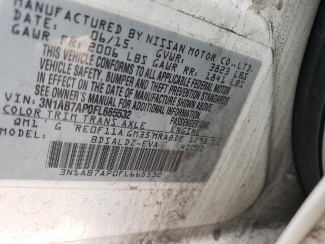 3N1AB7AP0FL665532 - 2015 NISSAN SENTRA S WHITE photo 12