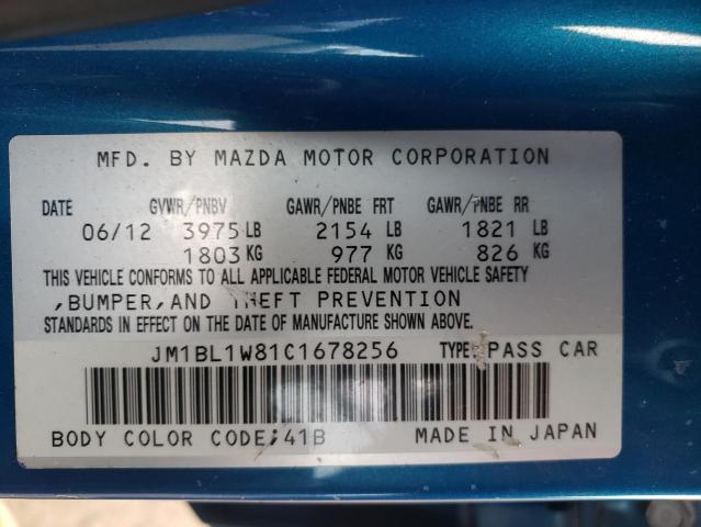 JM1BL1W81C1678256 - 2012 MAZDA 3 I BLUE photo 12