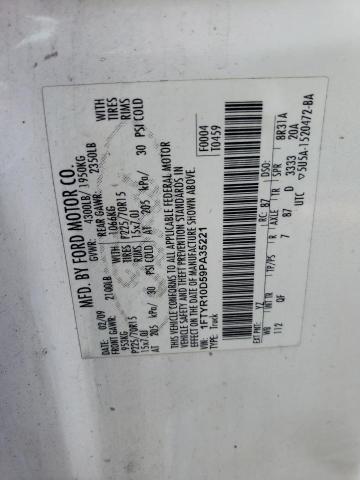 1FTYR10D59PA35221 - 2009 FORD RANGER WHITE photo 12