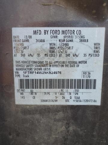 1FTRF14W29KB24976 - 2009 FORD F150 GRAY photo 14