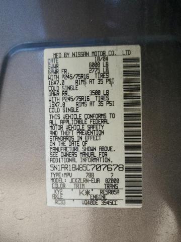 5N1AR18W85C707678 - 2005 NISSAN PATHFINDER LE ნაცრისფერი ფოტო 13