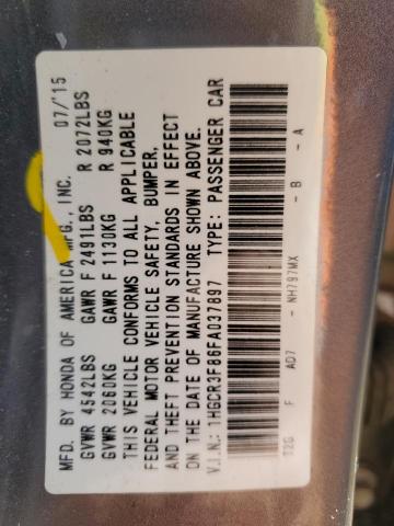 1HGCR3F86FA037897 - 2015 HONDA ACCORD EXL GRAY photo 13
