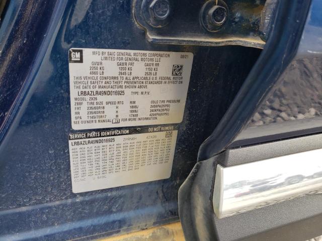 LRBAZLR49ND016925 - 2022 BUICK ENVISION PREFERRED BLUE photo 13