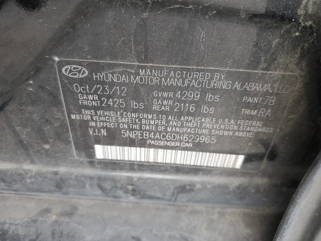 5NPEB4AC6DH629965 - 2013 HYUNDAI SONATA GLS BLACK photo 12