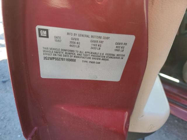 2G2WP552781169868 - 2008 PONTIAC GRAND PRIX BURGUNDY photo 12