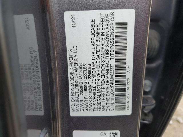 1HGCV3F46MA022337 - 2021 HONDA ACCORD HYBRID EX GRAY photo 12