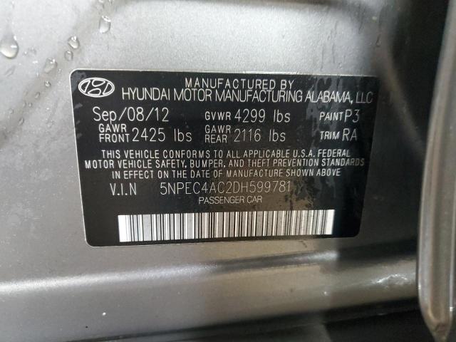 5NPEC4AC2DH599781 - 2013 HYUNDAI SONATA SE GRAY photo 13