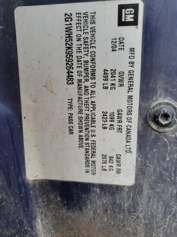 2G1WH52K959264483 - 2005 CHEVROLET IMPALA LS BLUE photo 12