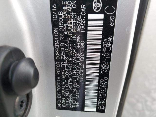 JTDKARFU2H3035380 - 2017 TOYOTA PRIUS SILVER photo 12