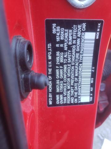 SHHFK7H44HU204624 - 2017 HONDA CIVIC SPORT 红色 照片 12