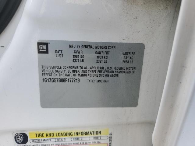 1G1ZG57B08F177219 - 2008 CHEVROLET MALIBU LS თეთრი ფოტო 12