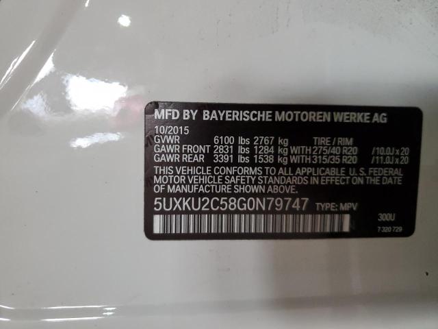 5UXKU2C58G0N79747 - 2016 BMW X6 XDRIVE35I WHITE photo 12