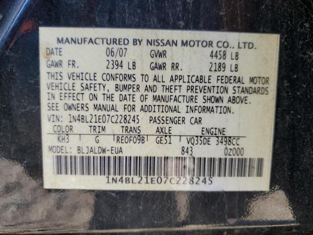 1N4BL21E07C228245 - 2007 NISSAN ALTIMA 3.5SE BLACK photo 12