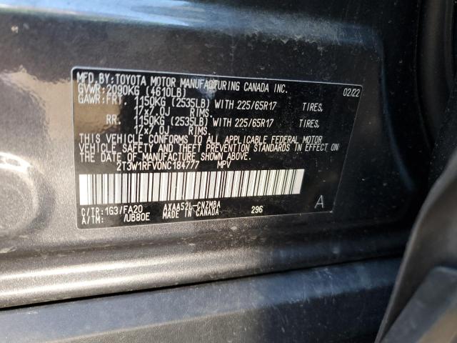 2T3W1RFV0NC184777 - 2022 TOYOTA RAV4 XLE GRAY photo 13