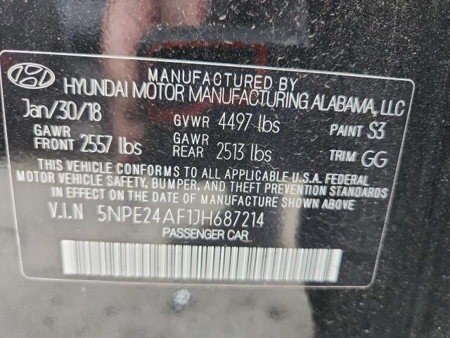 5NPE24AF1JH687214 - 2018 HYUNDAI SONATA SE Siyah fotoğraf 12