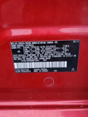 2T3ZF4DVXBW075645 - 2011 TOYOTA RAV4 RED photo 13