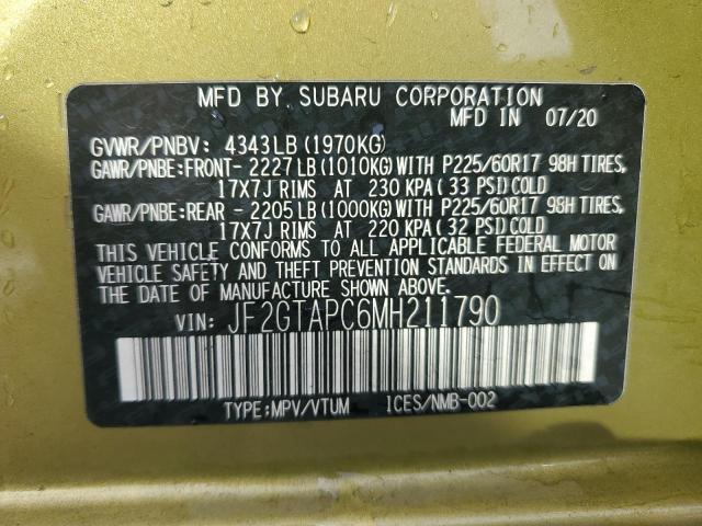 JF2GTAPC6MH211790 - 2021 SUBARU CROSSTREK PREMIUM Жасыл фото 12