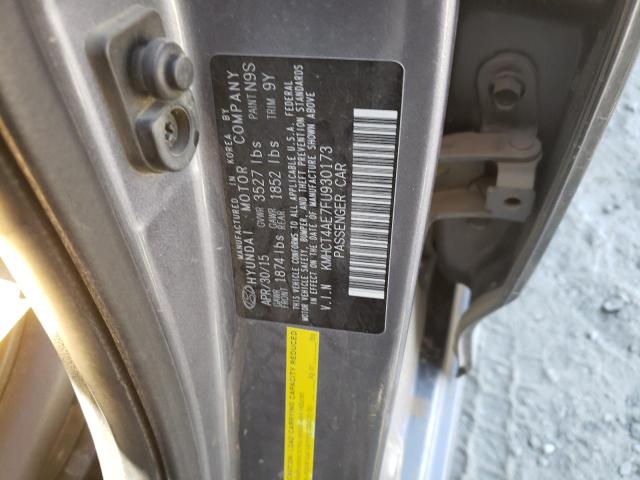 KMHCT4AE7FU930173 - 2015 HYUNDAI ACCENT GLS GRAY photo 13