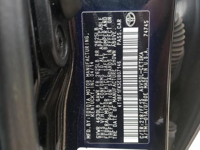 4T1BF1FK5EU807146 - 2014 TOYOTA CAMRY L BLACK photo 12