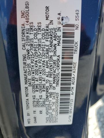 5TETX22N35Z066403 - 2005 TOYOTA TACOMA ACCESS CAB Синий фото 13