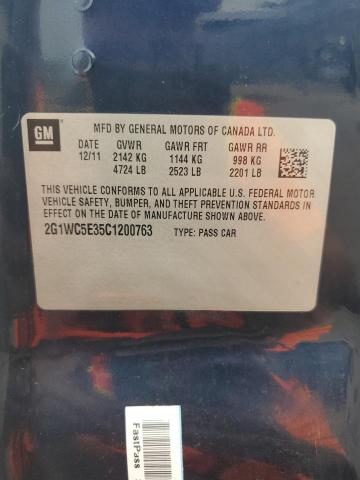 2G1WC5E35C1200763 - 2012 CHEVROLET IMPALA LTZ Mavi foto 12