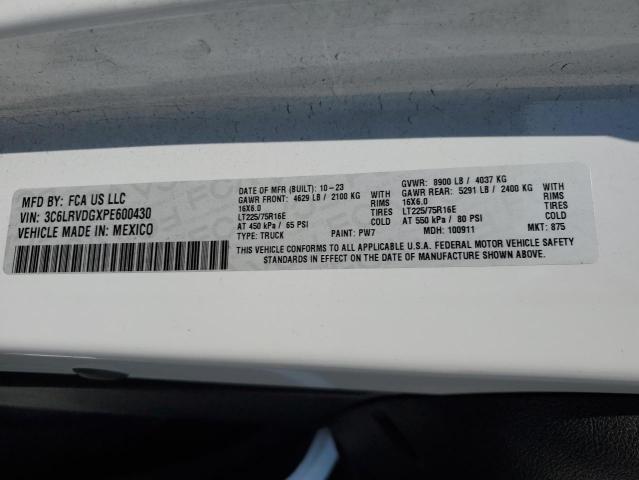 3C6LRVDGXPE600430 - 2023 RAM PROMASTER 2500 HIGH თეთრი ფოტო 14