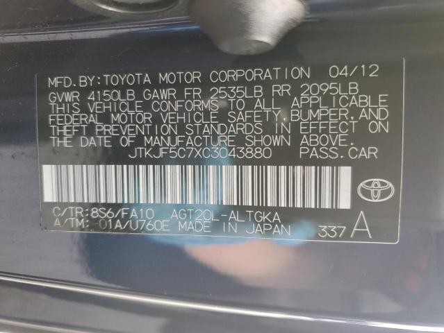 JTKJF5C7XC3043880 - 2012 TOYOTA SCION TC 蓝色 照片 12
