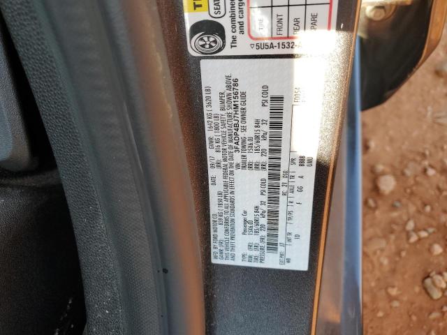 3FADP4BJ7HM156786 - 2017 FORD FIESTA SE GRAY photo 12