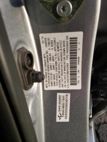 2HGFC2F58GH533902 - 2016 HONDA CIVIC LX SILVER photo 12