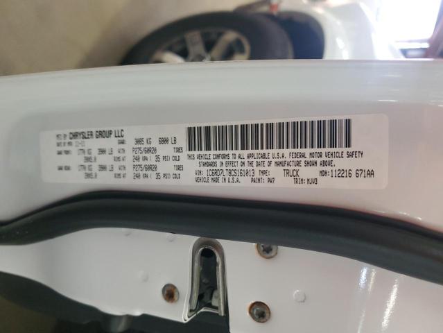1C6RD7LT8CS161013 - 2012 DODG RAM 1500 SLT თეთრი ფოტო 12