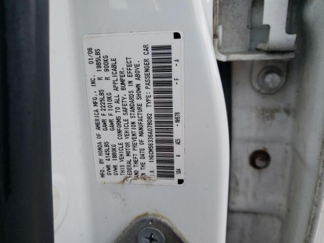 1HGCM56336A078082 - 2006 HONDA ACCORD SE WHITE photo 12