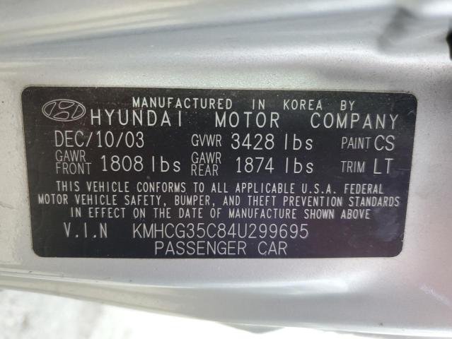 KMHCG35C84U299695 - 2004 HYUNDAI ACCENT GL SILVER photo 12