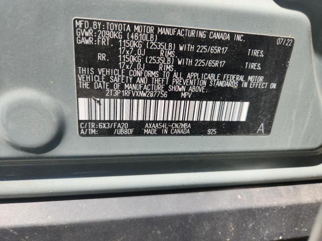 2T3P1RFVXNW287756 - 2022 TOYOTA RAV4 XLE GRAY photo 13