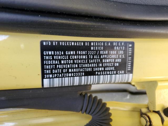 3VWJP7AT2DM623329 - 2013 VOLKSWAGEN BEETLE YELLOW photo 13
