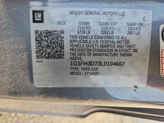 1G1FH3D73L0104667 - 2020 CHEVROLET CAMARO SS 灰色 照片 12