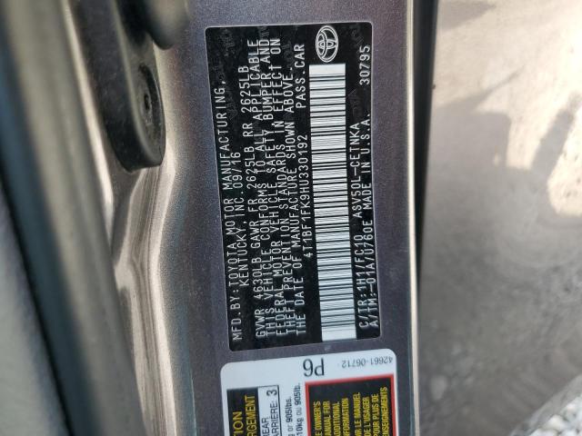 4T1BF1FK9HU330192 - 2017 TOYOTA CAMRY LE GRAY photo 12