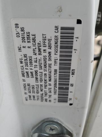 1HGCP26849A117588 - 2009 HONDA ACCORD EXL WHITE photo 12