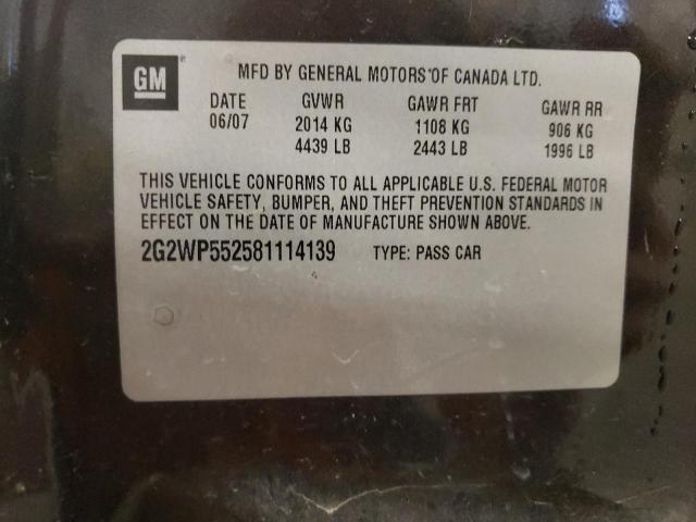 2G2WP552581114139 - 2008 PONTIAC GRAND PRIX CHARCOAL photo 12