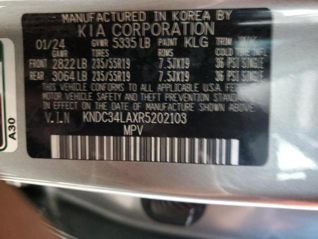 KNDC34LAXR5202103 - 2024 KIA EV6 LIGHT GRAY photo 12