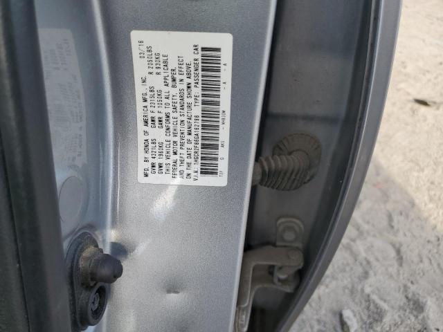 1HGCR2F86GA162796 - 2016 HONDA ACCORD EXL SILVER photo 12
