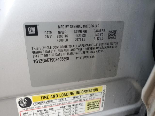 1G1ZG5E79CF165898 - 2012 CHEVROLET MALIBU LTZ ვერცხლისფერი ფოტო 12