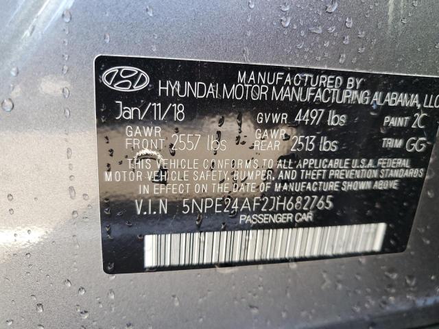 5NPE24AF2JH682765 - 2018 HYUNDAI SONATA SE GRAY photo 13