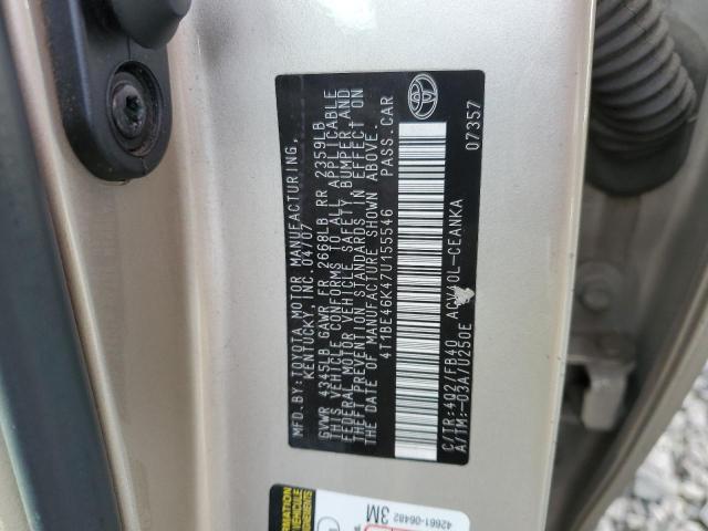 4T1BE46K47U155546 - 2007 TOYOTA CAMRY CE GOLD photo 13