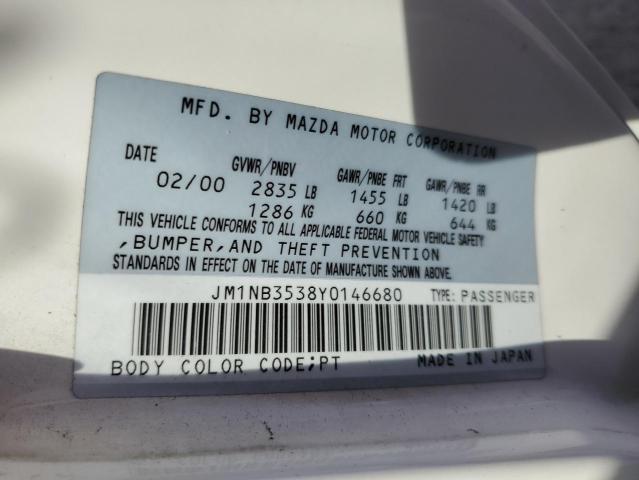 JM1NB3538Y0146680 - 2000 MAZDA MX-5 MIATA BASE WHITE photo 12
