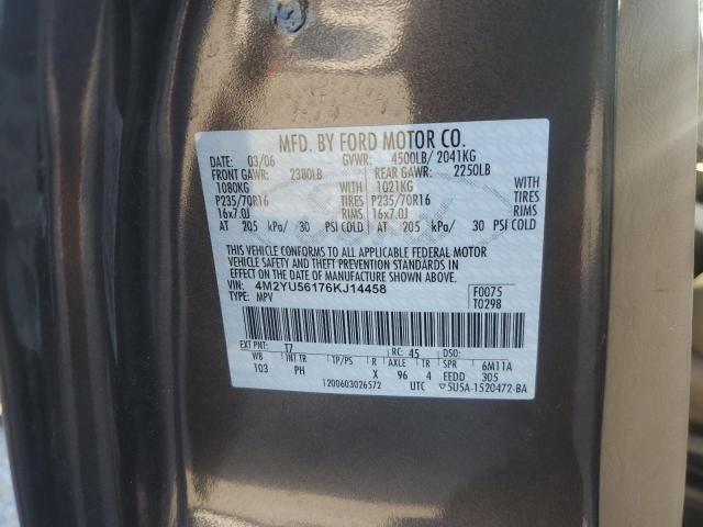 4M2YU56176KJ14458 - 2006 MERCURY MARINER BROWN photo 13